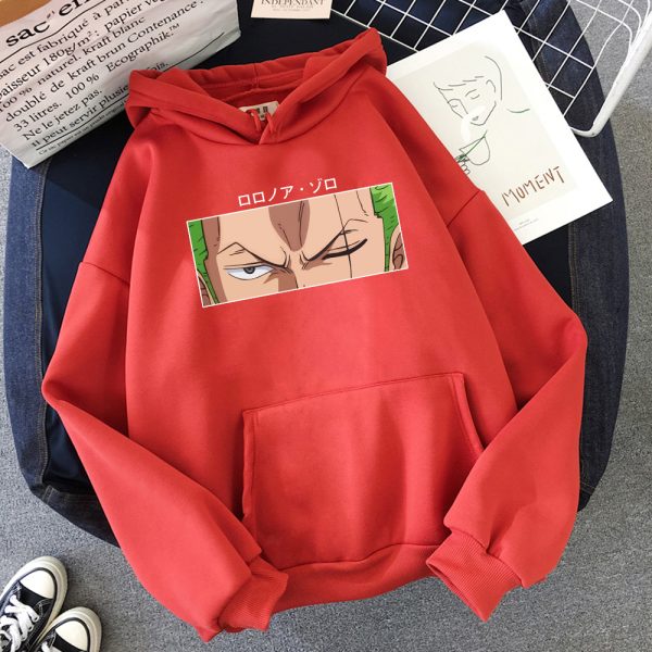 2021 Hot Roronoa Zoro Print Hoodies Men One Piece Anime Sweatshirts Man Woman Fleece Hooded Pockets 3