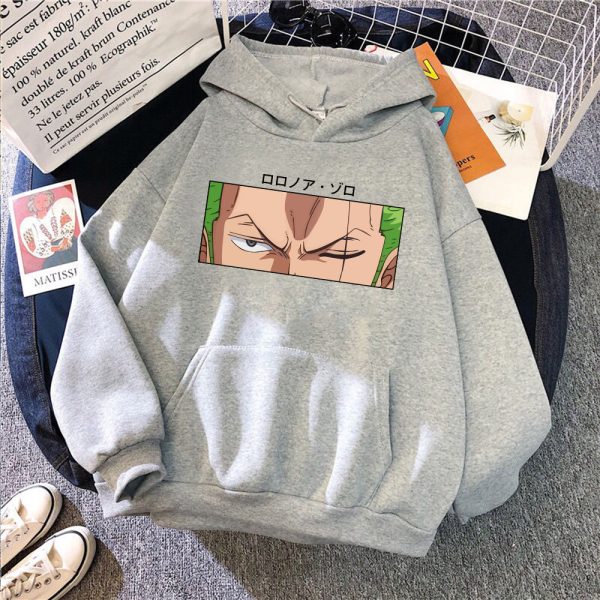 2021 Hot Roronoa Zoro Print Hoodies Men One Piece Anime Sweatshirts Man Woman Fleece Hooded Pockets 5