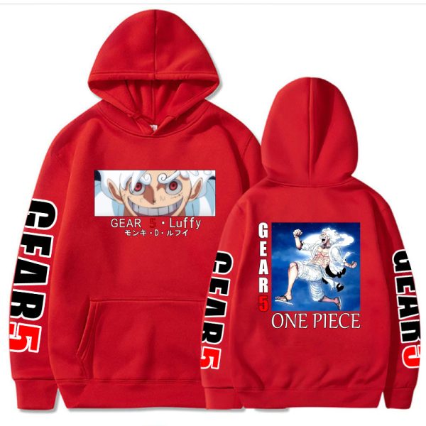 Anime One Piece Hoodie Luffy Gear5 Print Top Spring Fall Harajuku Anime Style Pullover 1