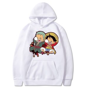 Hoodie Men s Sweatshirts Anime One Piece Roronoa Zoro and Monkey D Luffy Graphic Hoodie for 1