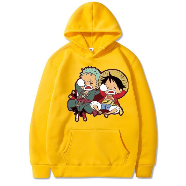 Hoodie Men s Sweatshirts Anime One Piece Roronoa Zoro and Monkey D Luffy Graphic Hoodie for 2