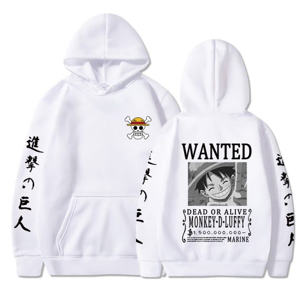 Hot Japanese Anime Attack on Titan One Piece Luffy Hoodie Winter Pullover Sweatshirt Harajuku Fashion Clothes 1