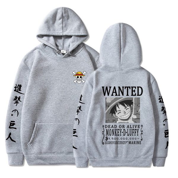 Hot Japanese Anime Attack on Titan One Piece Luffy Hoodie Winter Pullover Sweatshirt Harajuku Fashion Clothes 2