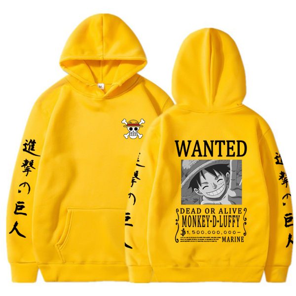 Hot Japanese Anime Attack on Titan One Piece Luffy Hoodie Winter Pullover Sweatshirt Harajuku Fashion Clothes 5