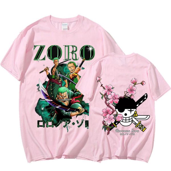 Japanese Anime One Piece Roronoa Zoro Print T shirt Vintage Streetwear T shirts Short Sleeve Men 1