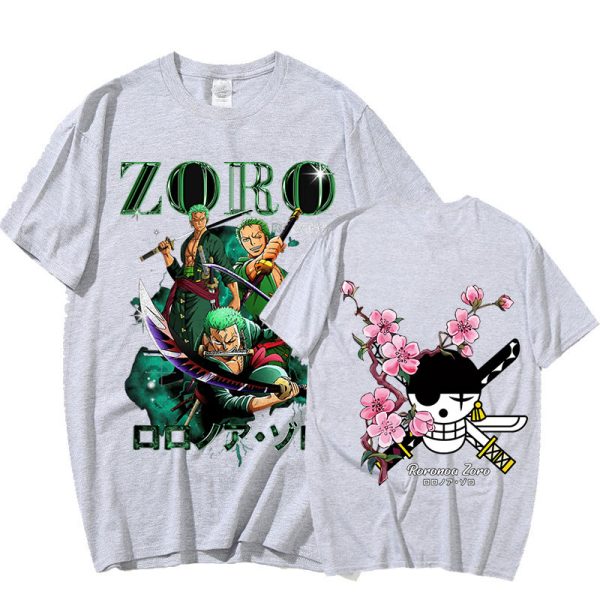 Japanese Anime One Piece Roronoa Zoro Print T shirt Vintage Streetwear T shirts Short Sleeve Men 5