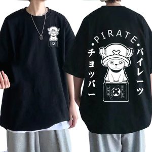 Japanese Anime One Piece Tony Tony Chopper Double Sided T Shirt Casual Oversized T shirt Male