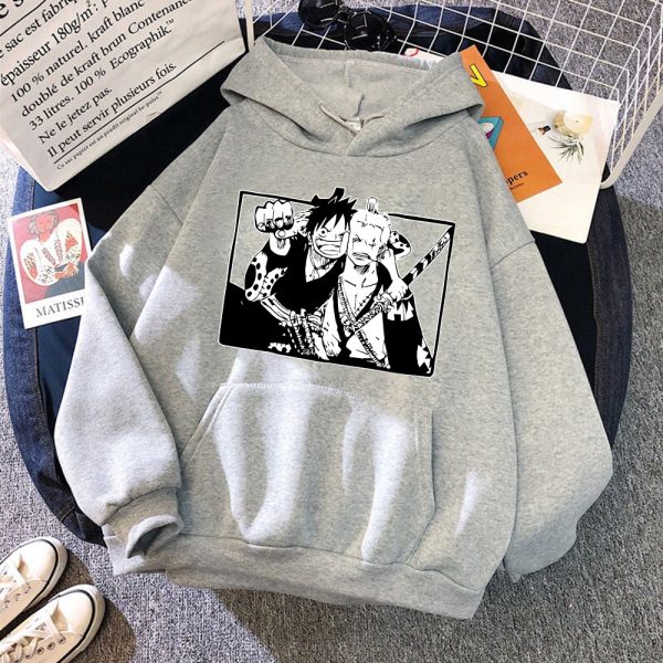 One Piece Print Hoodies Sweatshirts Harajuku Cool Roronoa Zoro Funny Monkey D Luffy Friend Prin Casual 5