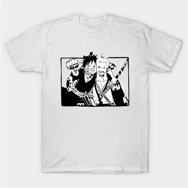 Roronoa Zoro Monkey D Luffy Brother Cotton Harajuku One Piece Print Short Sleeve Clothes Casual Street 2
