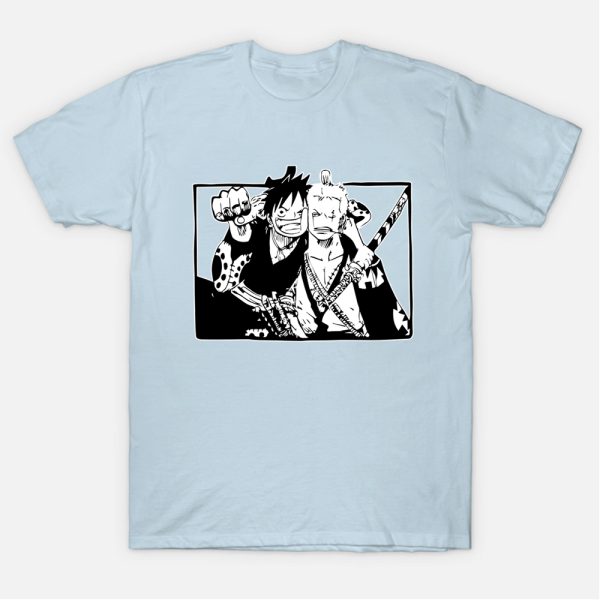 Roronoa Zoro Monkey D Luffy Brother Cotton Harajuku One Piece Print Short Sleeve Clothes Casual Street 4