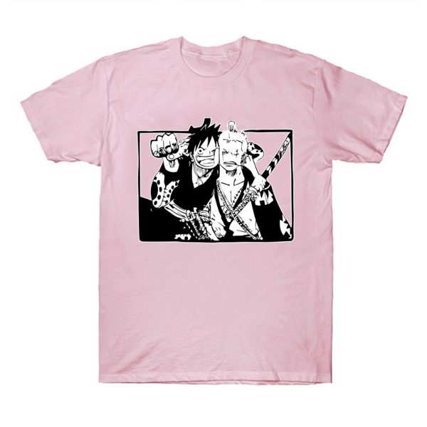 Roronoa Zoro Monkey D Luffy Brother Cotton Harajuku One Piece Print Short Sleeve Clothes Casual Street 5
