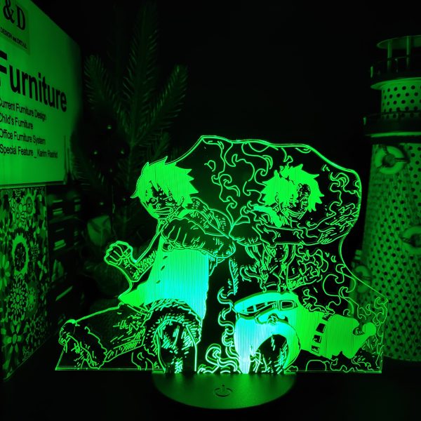 3D Lampe Anime Figur Ein St ck Affe D Luffy Portgus D Ace Led Nachtlicht Touch scaled