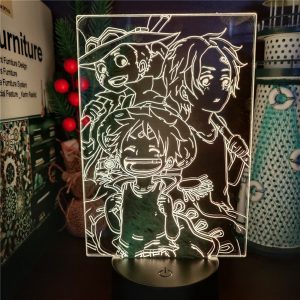 Anime 3D Lampe Ein St ck Portgas D Ace Affe D Luffy Sabo Acryl LED Nachtlicht 1