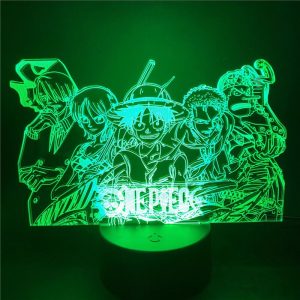Ein St ck Nacht Licht Luffy Sanji Zoro Nami 3D LED Illusion Tisch Lampe Touch Optische 1