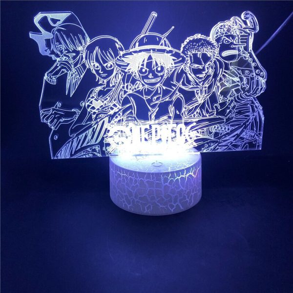Ein St ck Nacht Licht Luffy Sanji Zoro Nami 3D LED Illusion Tisch Lampe Touch Optische 2