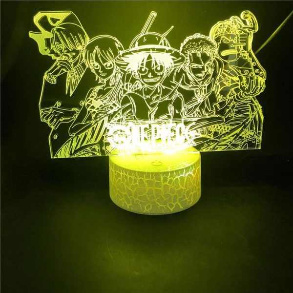 Ein St ck Nacht Licht Luffy Sanji Zoro Nami 3D LED Illusion Tisch Lampe Touch Optische 3