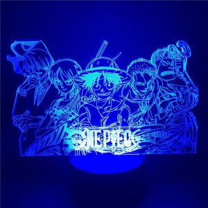 Ein St ck Nacht Licht Luffy Sanji Zoro Nami 3D LED Illusion Tisch Lampe Touch Optische