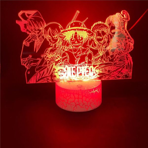 Ein St ck Nacht Licht Luffy Sanji Zoro Nami 3D LED Illusion Tisch Lampe Touch Optische 4