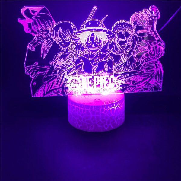 Ein St ck Nacht Licht Luffy Sanji Zoro Nami 3D LED Illusion Tisch Lampe Touch Optische 5