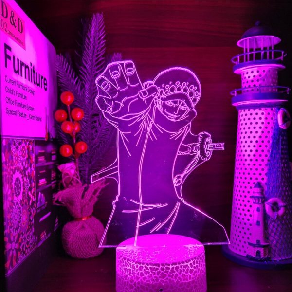 Ein St ck Trafalgar Law 3D Led ANIME LAMPE 7 Farbwechsel lampara Nacht Lichter F r