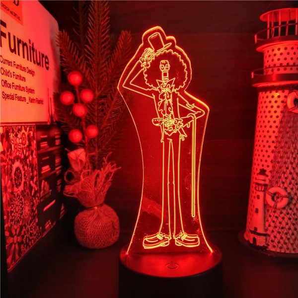One Piece Brook 3D LED Visuelle Lampe Anime Bunte Nacht licht Burukku Farbwechsel Tisch Lampe Schlafzimmer 1