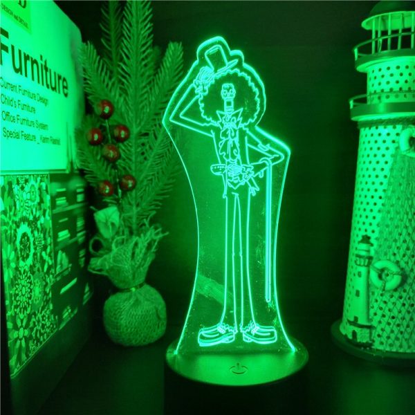 One Piece Brook 3D LED Visuelle Lampe Anime Bunte Nacht licht Burukku Farbwechsel Tisch Lampe Schlafzimmer 2