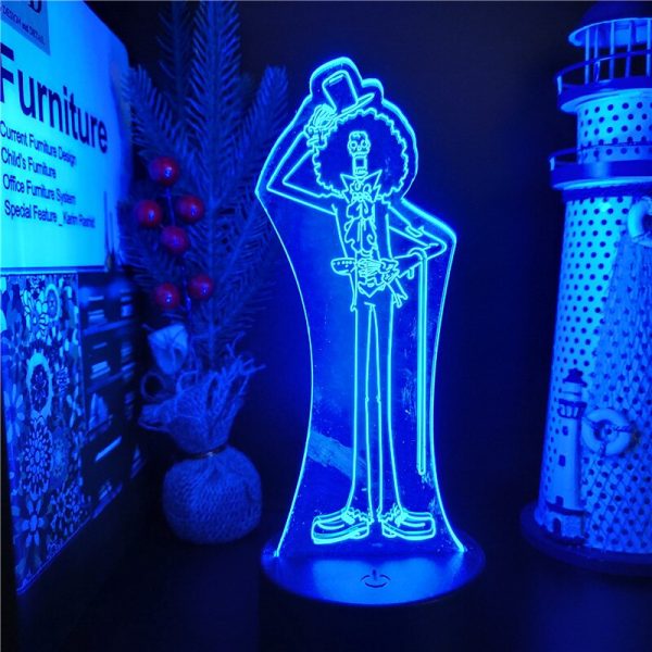 One Piece Brook 3D LED Visuelle Lampe Anime Bunte Nacht licht Burukku Farbwechsel Tisch Lampe Schlafzimmer 3