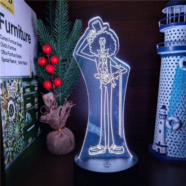 One Piece Brook 3D LED Visuelle Lampe Anime Bunte Nacht licht Burukku Farbwechsel Tisch Lampe Schlafzimmer 4