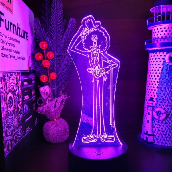 One Piece Brook 3D LED Visuelle Lampe Anime Bunte Nacht licht Burukku Farbwechsel Tisch Lampe Schlafzimmer