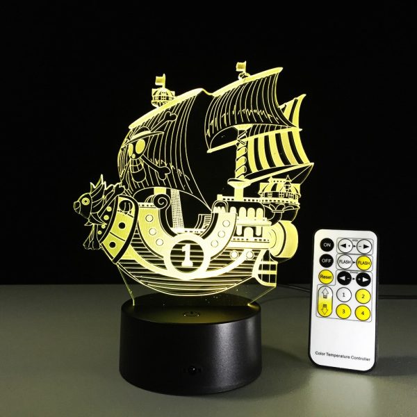 One Piece THOUSAND SUNNY 3D Led Nacht Licht Farbwechsel Lampe Ein St ck Boot Action Figure 1