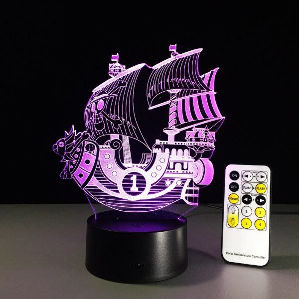 One Piece THOUSAND SUNNY 3D Led Nacht Licht Farbwechsel Lampe Ein St ck Boot Action Figure 2