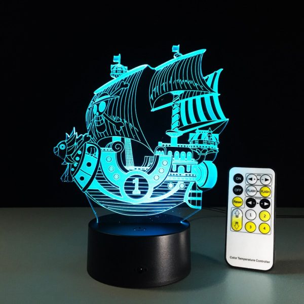 One Piece THOUSAND SUNNY 3D Led Nacht Licht Farbwechsel Lampe Ein St ck Boot Action Figure 3