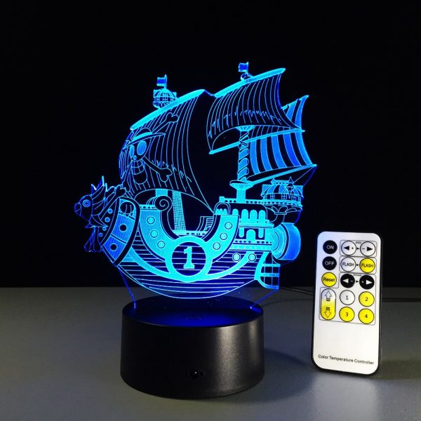 One Piece THOUSAND SUNNY 3D Led Nacht Licht Farbwechsel Lampe Ein St ck Boot Action Figure 4