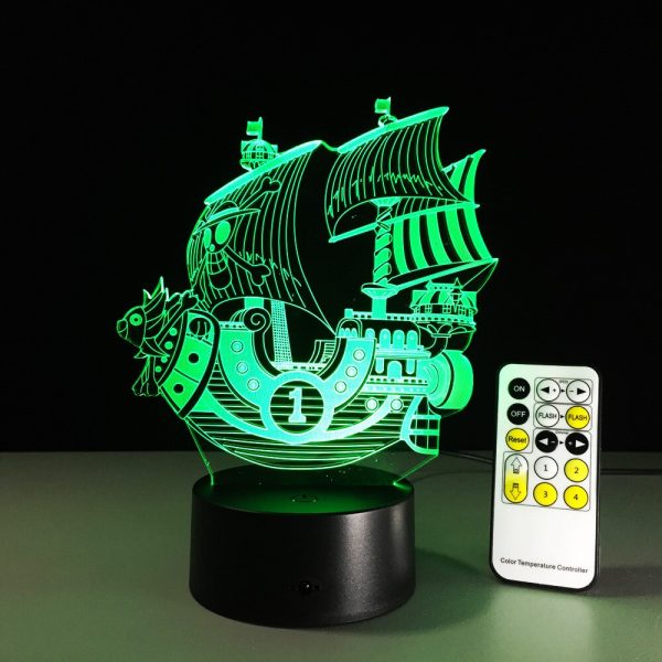One Piece THOUSAND SUNNY 3D Led Nacht Licht Farbwechsel Lampe Ein St ck Boot Action Figure