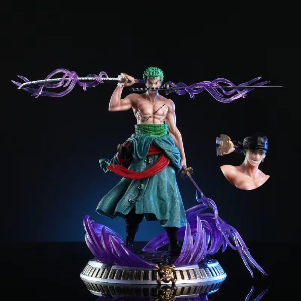 Figurine de Dessin Anim One Piece Double T te en PVC de 22cm Gk Roronoa Zoro