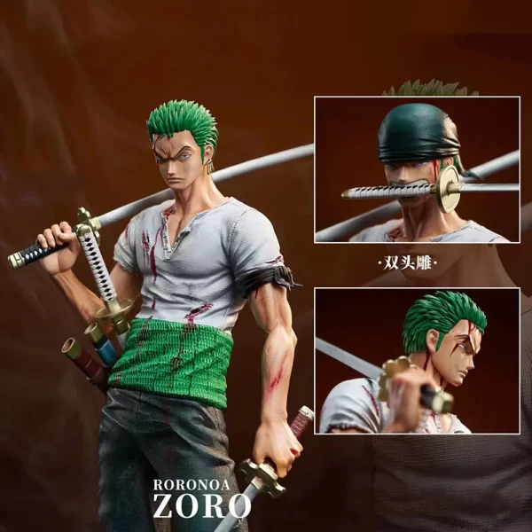 Figurines d action Roronoa Zoro trois couteaux statue double t te sang de bain jouets mod 1