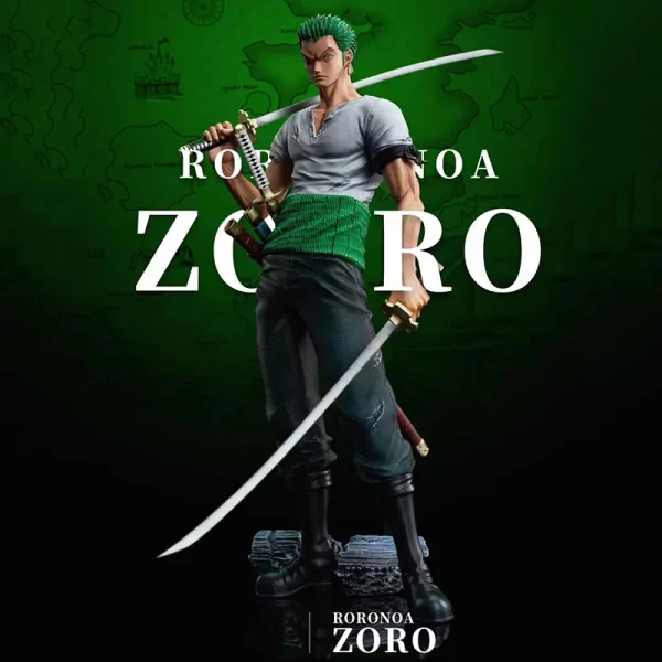 Figurines d action Roronoa Zoro trois couteaux statue double t te sang de bain jouets mod 4