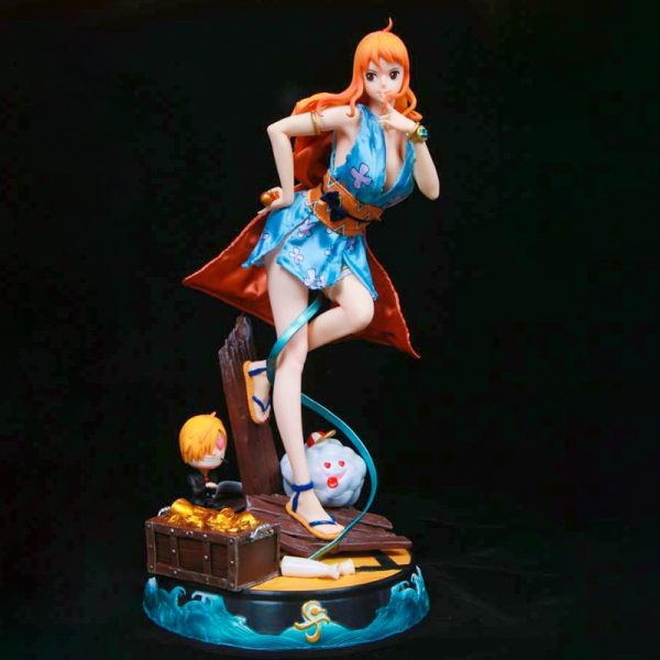 Wano Figurine de dessin anim Nami GK 43cm une pi ce Kimono en PVC mod le 1